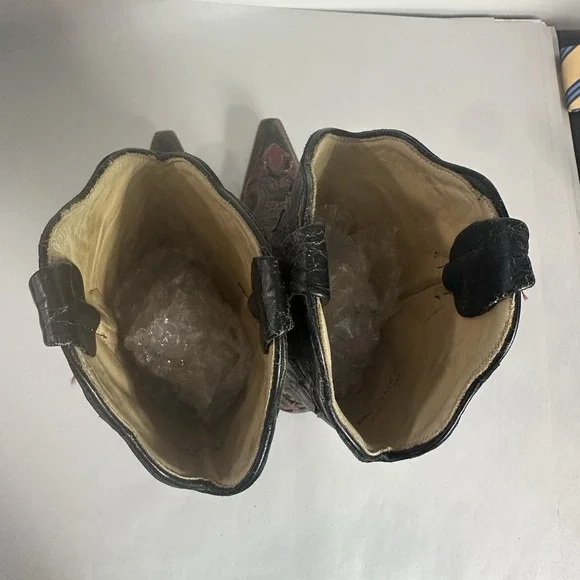 Corral Vintage Black Leather Lizard Inlay Cowboy C2115 Boots Womens Size 7.5 - Picture 10 of 16